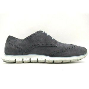 Cole Haan Zero Grand Blue Gray Leather Wingtip Lace Up Oxford Shoes Womens 5.5 B